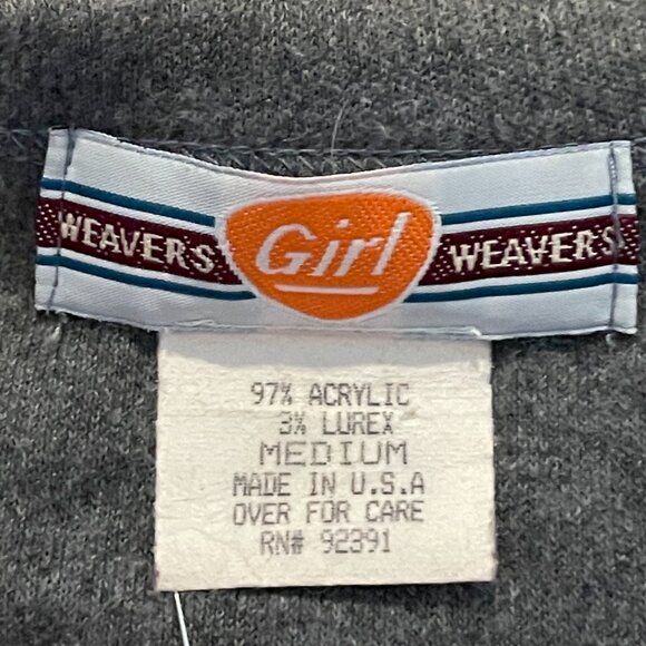 Weavers Girl Junior 90s Gray Blue Red Gold Black Stripe M Long Sleeve Tee USA - Picture 4 of 7